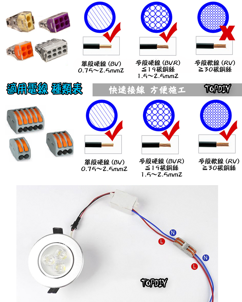 2對6【TopDIY】CP26D 端子台 對接夾 萬能 導線 接線夾 快速 接線 端子 配線 電線 連接器 燈具 快速夾