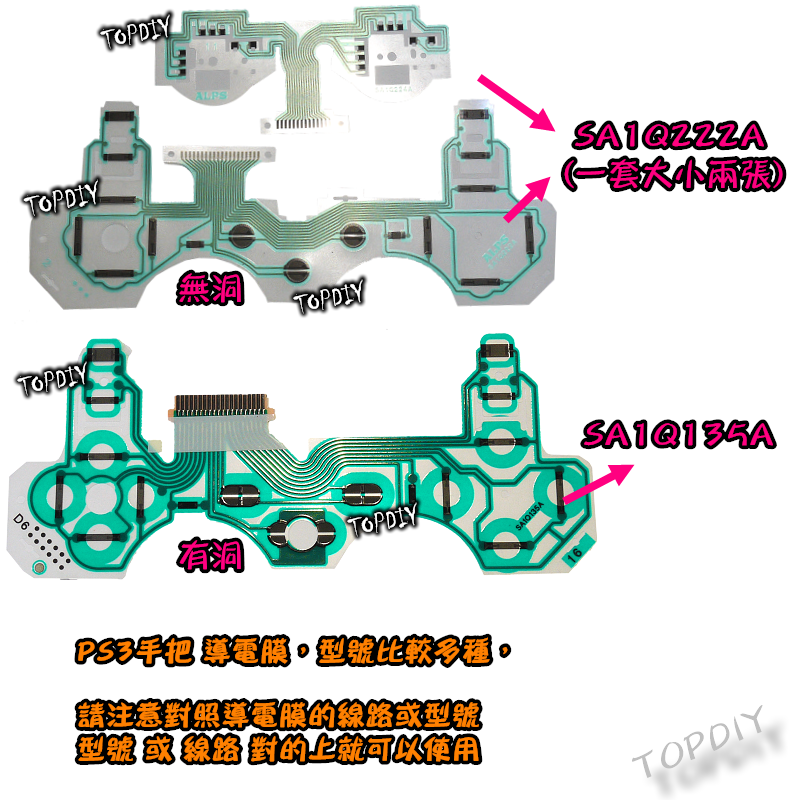 【TopDIY】PS3-03 PS3 導電膜 手把 搖桿 維修 零件 薄膜 按鈕 接觸不良 無反應 更換 套件 DIY