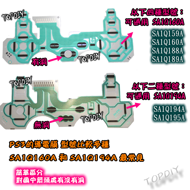 【TopDIY】PS3-03 PS3 導電膜 手把 搖桿 維修 零件 薄膜 按鈕 接觸不良 無反應 更換 套件 DIY