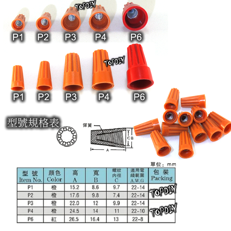 一包 800個【TopDIY】C-P2 螺旋 端子 接頭 快接 接線 接線頭 連接器 閉端子 快速 電燈 配線
