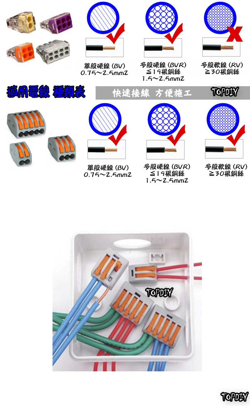 2孔【TopDIY】C212 萬能 導線 接線夾 快速 接線 端子 電氣 配線 電線 連接器 燈具 接頭 快速夾 212