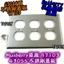 3聯【TopDIY】Mulberry-97103 美國 原廠 430不鏽鋼防磁蓋板 美式面板 6孔 IG8300音響插座